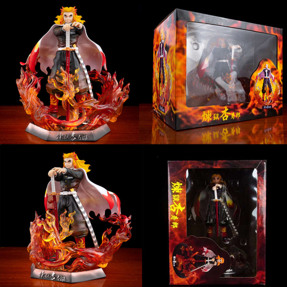 Mascot Costumes Demon Slayer Rengoku Kyoujurou Figure Kimetsu No Yaiba Rengoku Kyoujurou Collectable Model Toys Bookshelf Ornament Gift