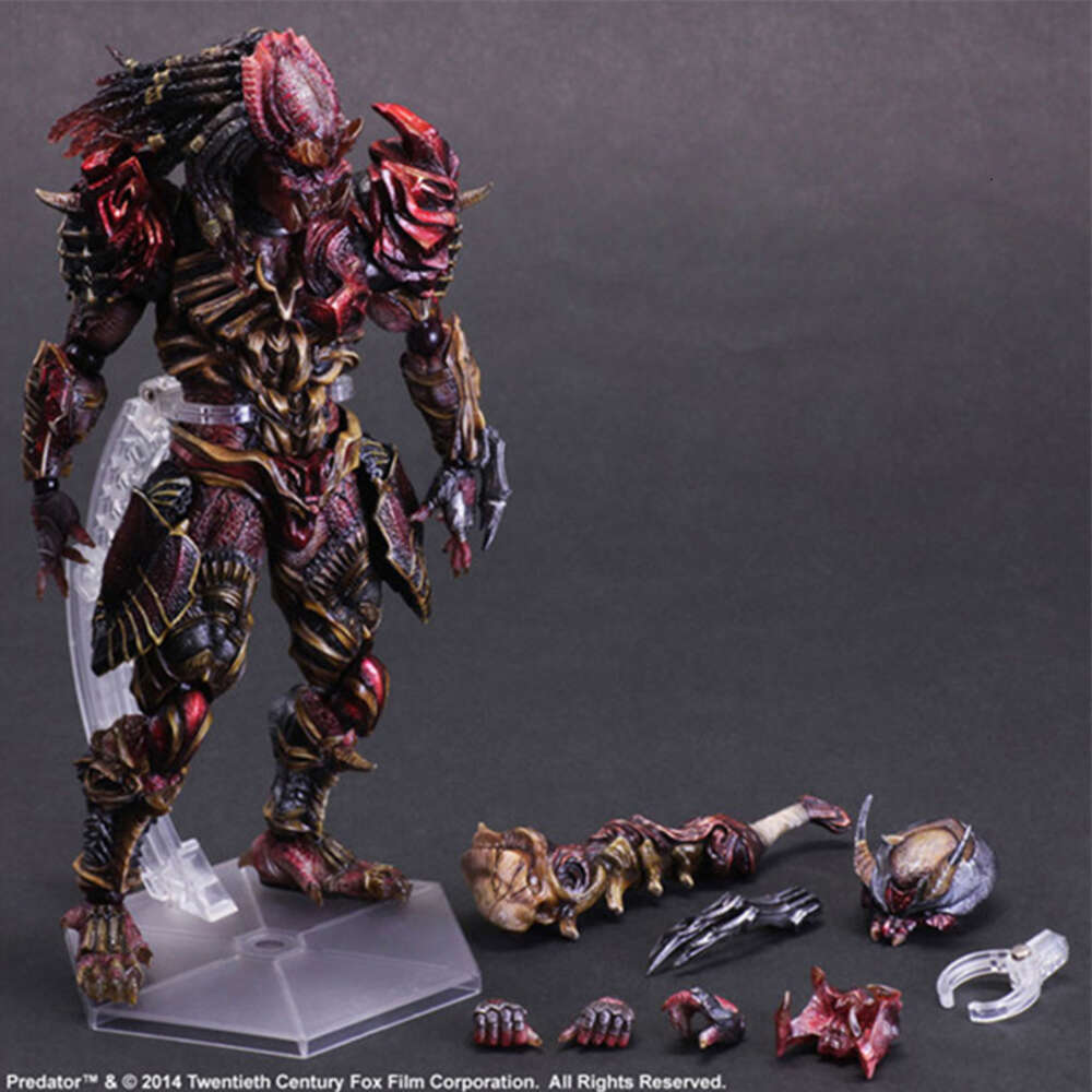 Mascot Costumes Play Arts Alien Vs Predator Scar Predator Action Figure Model Toy 28cm Joint Movable Doll Horror Doll Christmas Present for Kids