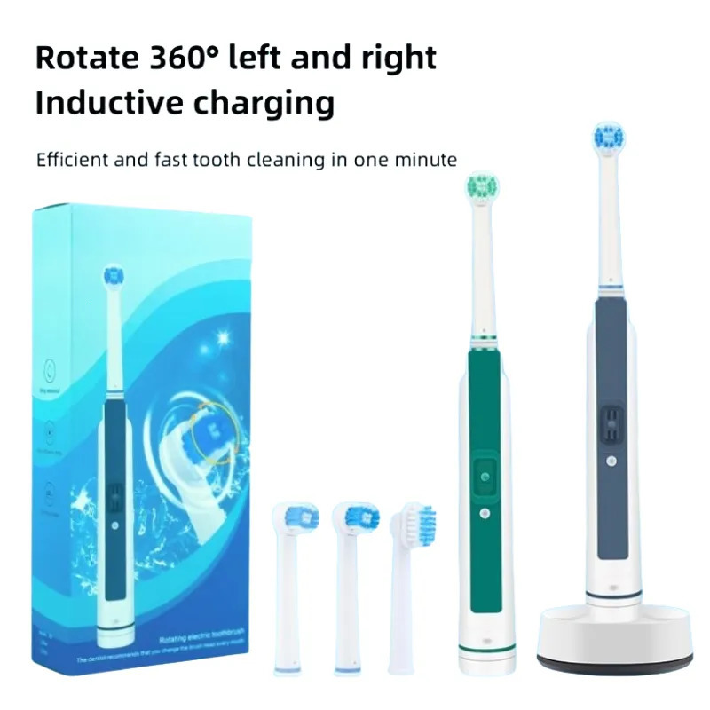 Toothbrush Rotary Electric Toothbrush with Base Rechargeable Dental Automatic High Frequency Vibration Tartar Stains Remove Teeth Whitening 231012