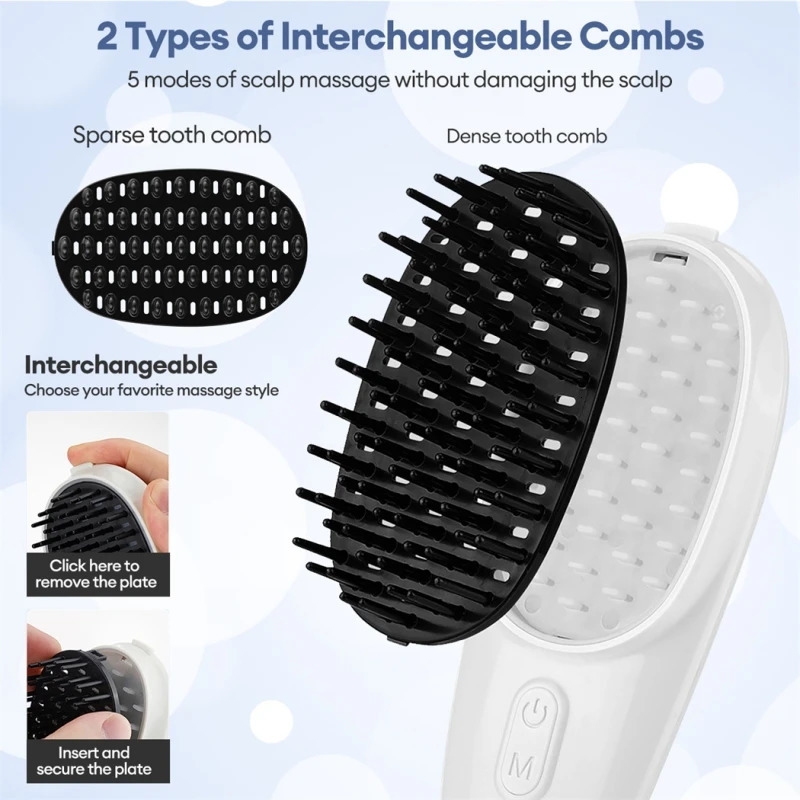 Hair Brushes Head Massager Anti Hair Loss Massage Hair Growth Comb Rechargeable Vibration Hair Smooth Scalp Stress Relief Light Potherapy 231012