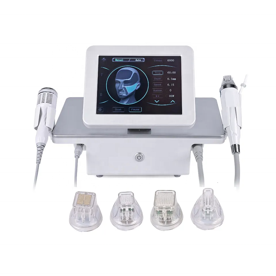 Effective Anti-aging2 In 1 Golden Microneedle Machine with Cold Hammer Redness Reduce 10/25/64 Pins Wrinkle Removal Acne Treatment Device