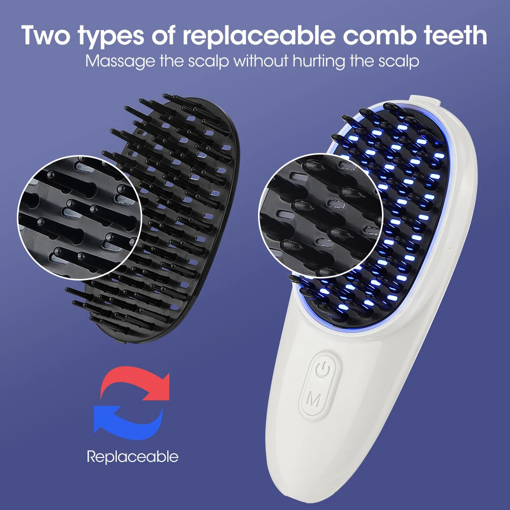 Hair Brushes Electric Wireless Massage Comb Red Blue Light Therapy Hair Growth Vibration Head Scalp Massager Anti Hair Loss with Replace Comb 231012
