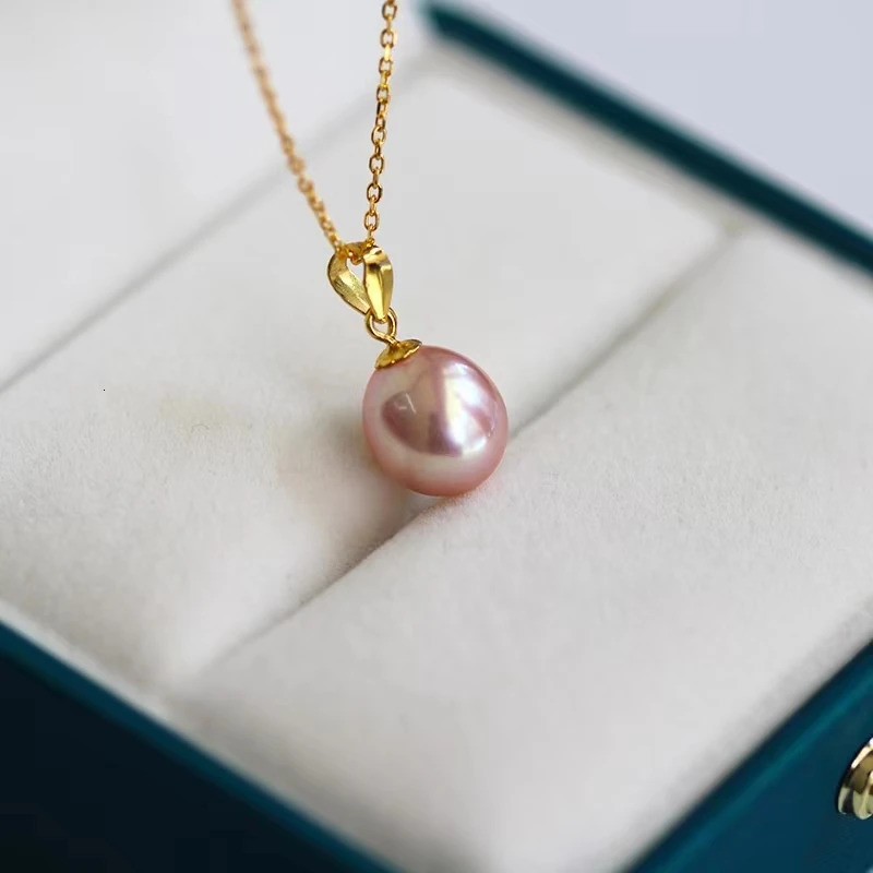 Pendant Necklaces YUNLI Real 18K Yellow Gold Necklace Water Drop Natural Freshwater Pearl Pure AU750 Fine Jewelry for Women PE020 231011