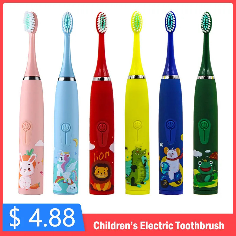 Toothbrush Children Sonic Electric Toothbrush Cartoon Kids With Replace The Toothbrush Head Ultrasonic Electric Toothbrush Sonic Brush Head 231012