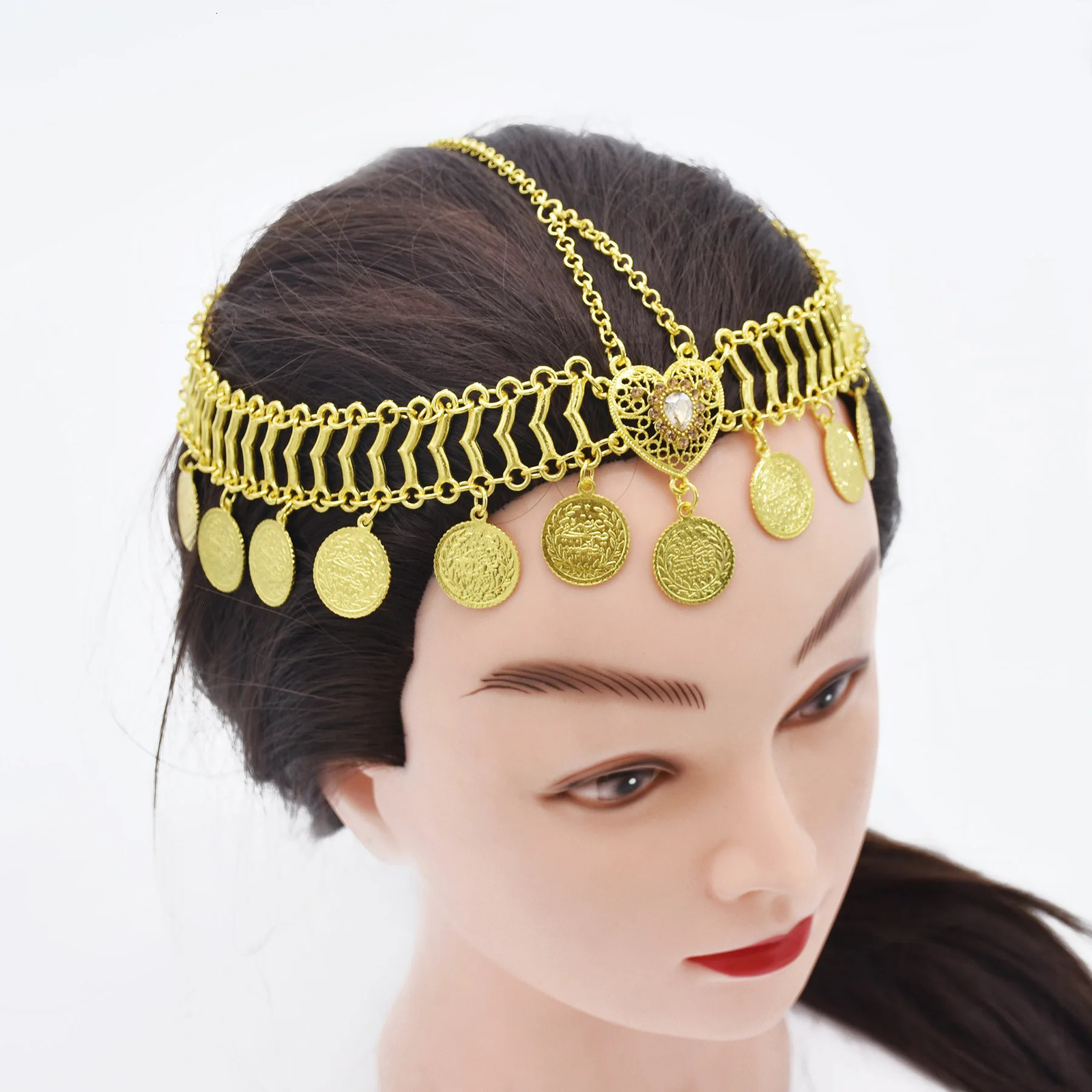 Hair Clips Barrettes Boho India Coin Ethnic Tribal Accessories Heart Crystal Flower Head Chains Gypsy Afghan Turkish Tiara Bride Wedding Jewelry 23101