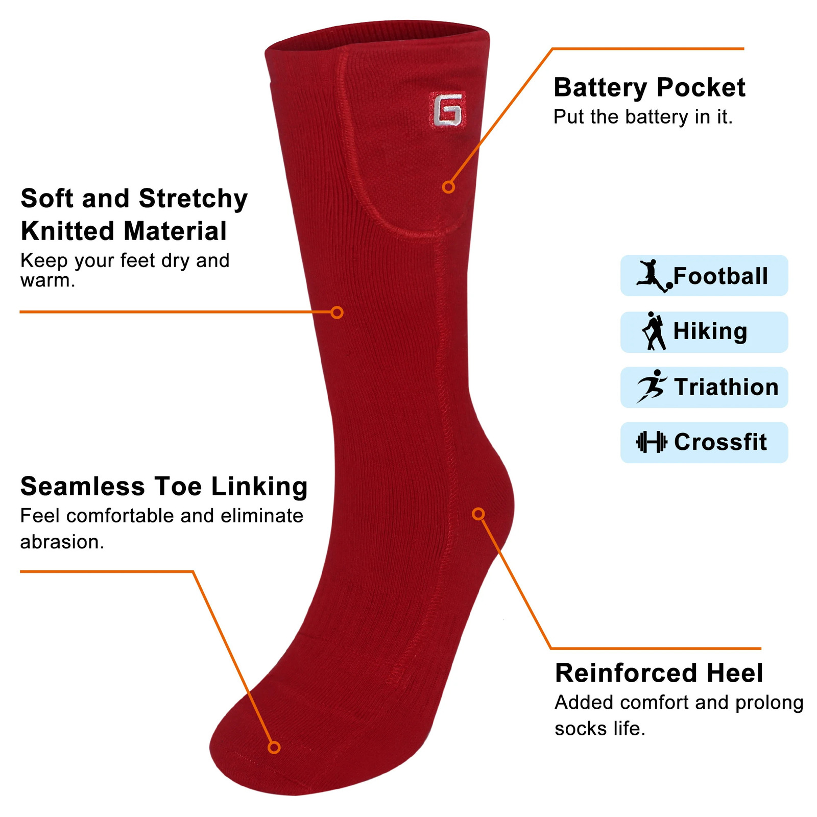 Sports Socks Electric Heated Socks Battery Powered Comfortable ThermoSocks Cold Weather Thermal Socks Sport Outdoor Camping Hiking 231011
