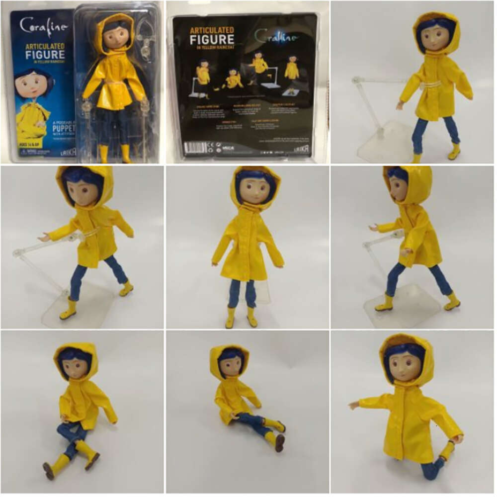 Mascot Costumes Neca Figure Coraline Doll the Secret Door Coraline Y La Puerta Secreta Raincoat Striped Shirt Toy Action Figure Model Toys Decor