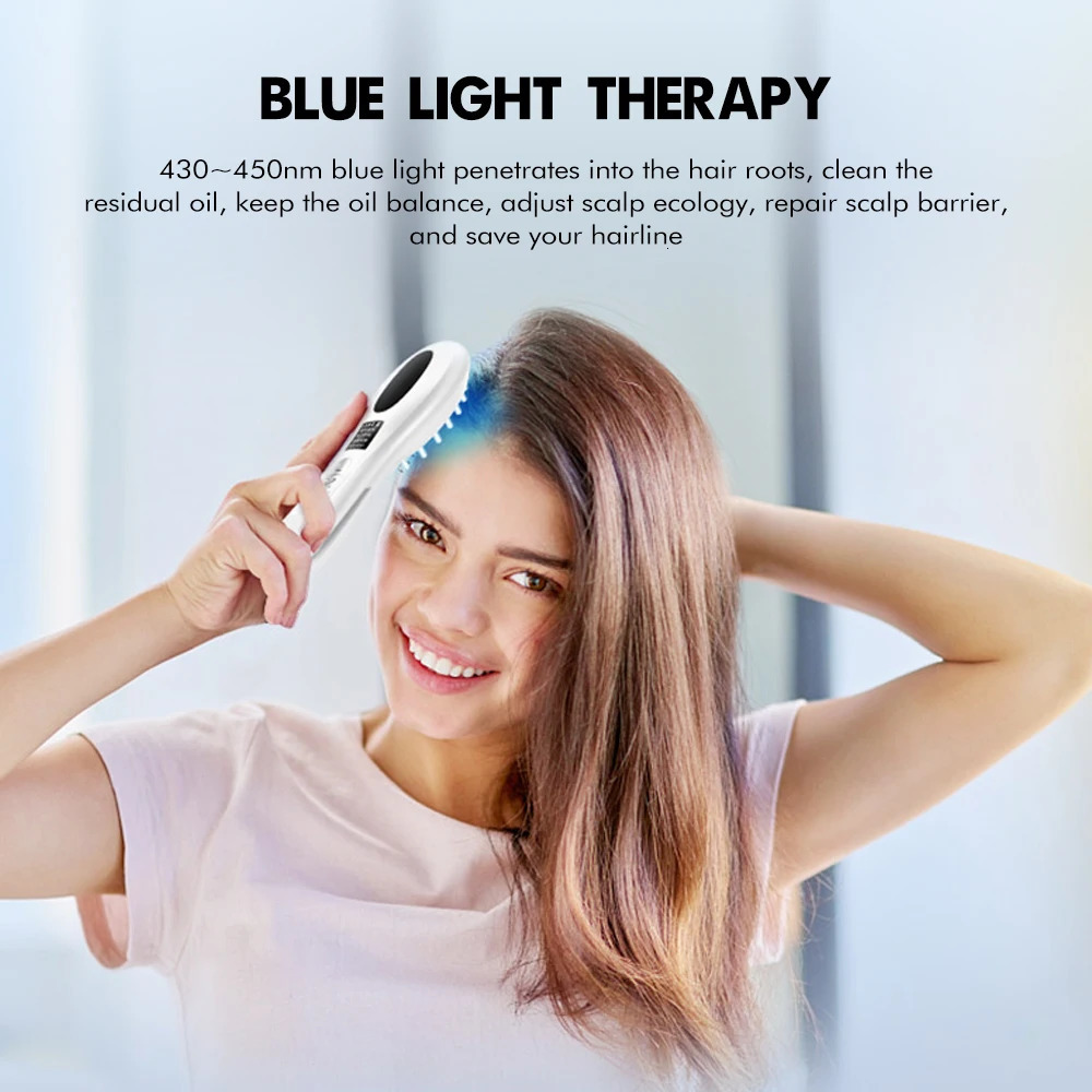 Hair Brushes EMS Electric Massage Comb Vibration LED Red Light Therapy Hair Massage Scalp Brush for Hair Growth Anti Hair Loss Hair Care 231012