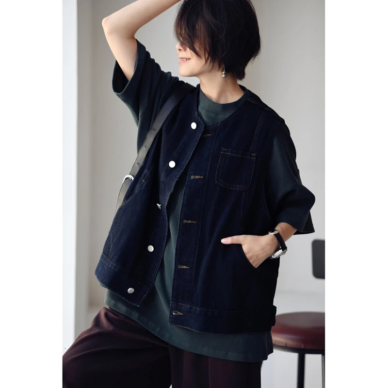 Women's Jackets MICOCO V6269C Korean version of aging lovely single pocket two color wash denim loose leisure jacket women 231011