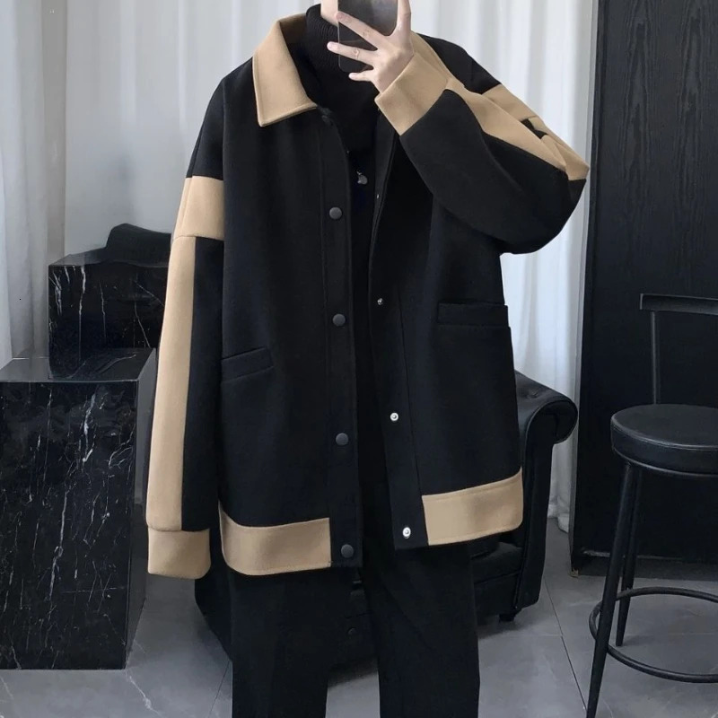 Men's Wool Blends Bugilaku Versatile jacket for men's autumn and winter wear Korean version loose thick woolen coat casual 231011