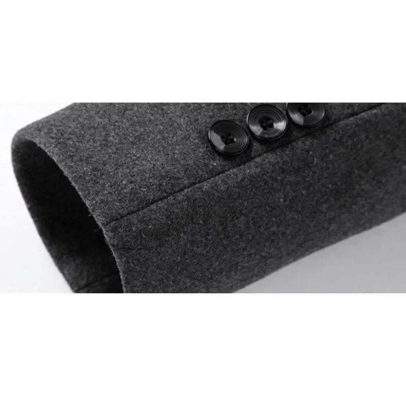 Men's Wool Men Winter Warm Solid Color Woolen Trench Coat Slim Outwear Overcoat Long Jacket With Button