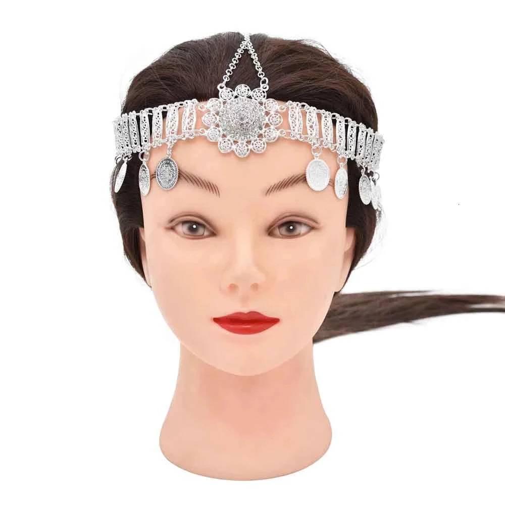 Hair Clips Barrettes Boho India Coin Ethnic Tribal Accessories Heart Crystal Flower Head Chains Gypsy Afghan Turkish Tiara Bride Wedding Jewelry 23101
