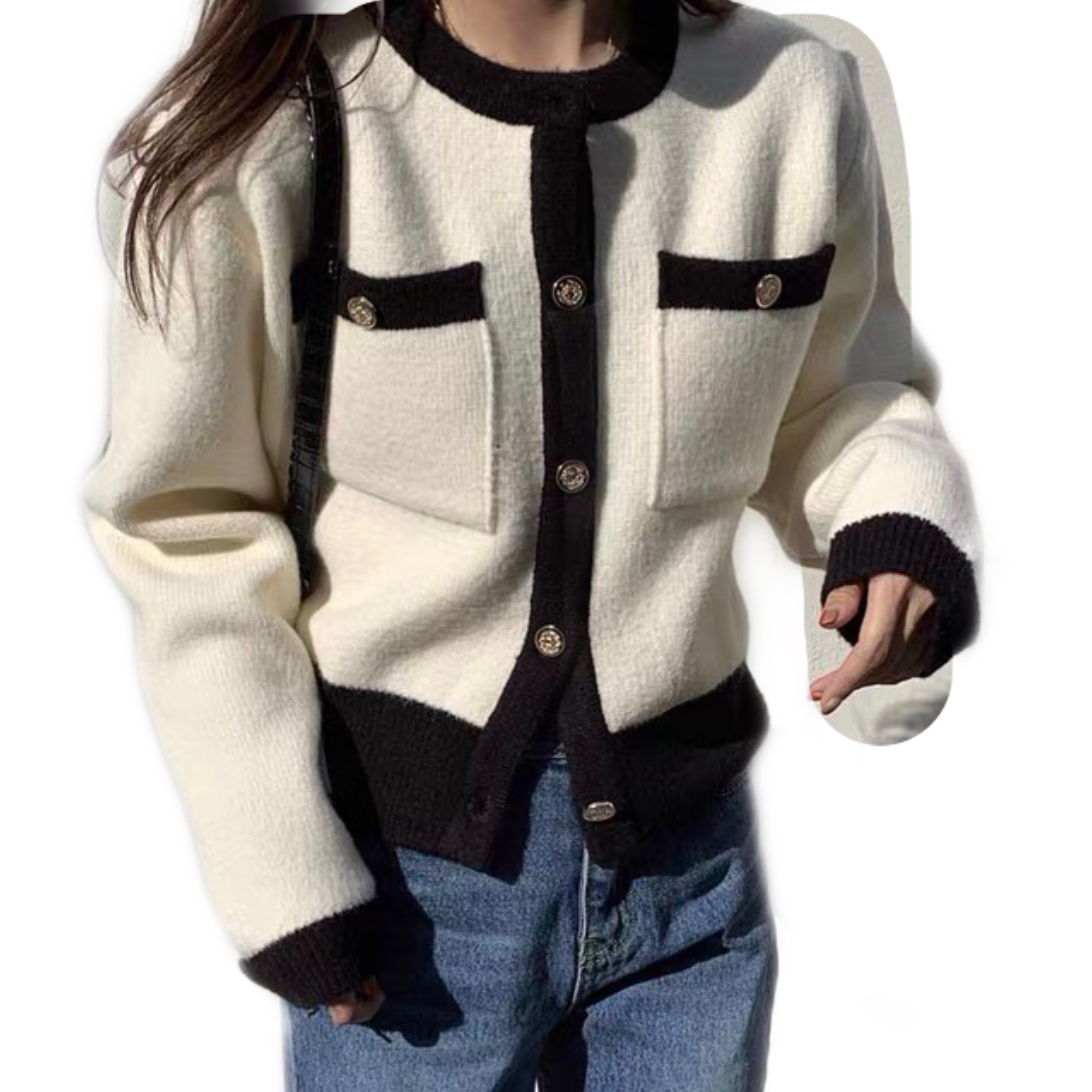 NWT Maje Cardigan with Bright Yarn Embellish Pearl Clasp Coat Jackets Fashion Cardigan