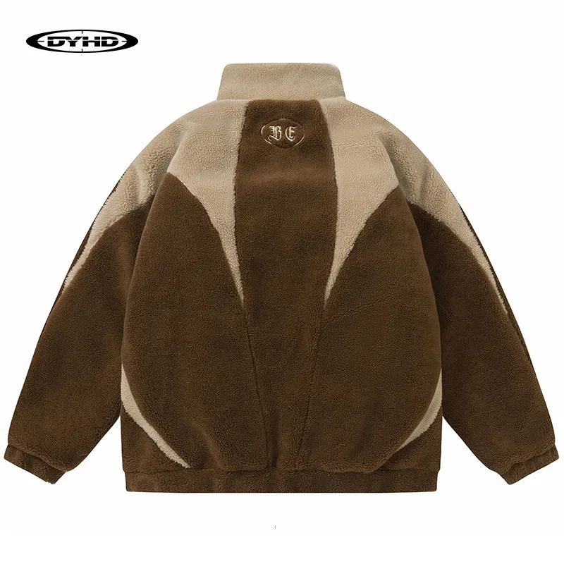 Men's Down Parkas Furry Fleece Jacket Men Hip Hop Streetwear Coat Vintage Patchwork Harajuku Winter Outwear Women 231011 - view 3