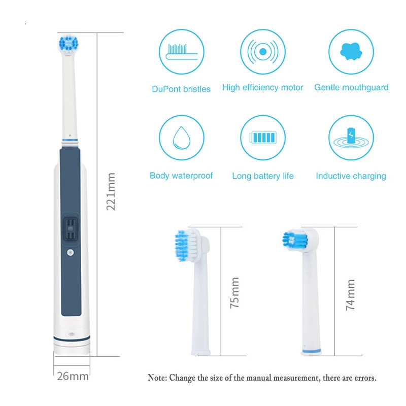 Toothbrush Rotary Electric Toothbrush with Base Rechargeable Dental Automatic High Frequency Vibration Tartar Stains Remove Teeth Whitening 231012