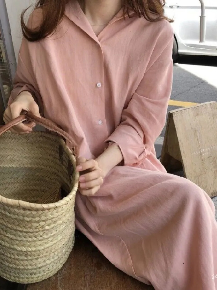 Urban Sexy Dresses S-2XL Summer Shirt Dress Pink Evening Vintage Dress Party Oversize Long Cotton Beach Women Dresses Loose Robe Vestido Pure 231011