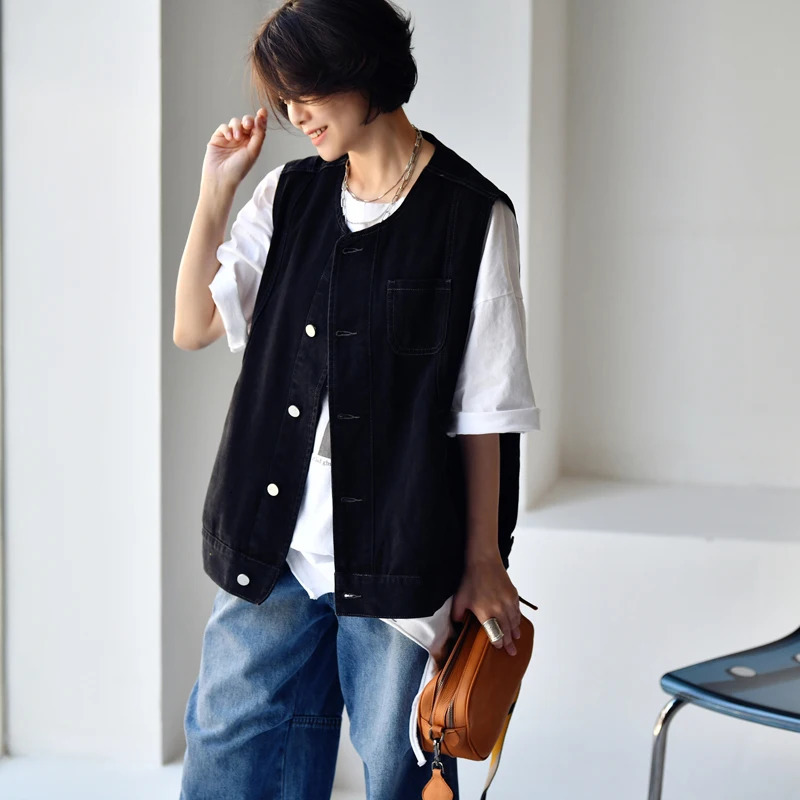 Women's Jackets MICOCO V6269C Korean version of aging lovely single pocket two color wash denim loose leisure jacket women 231011