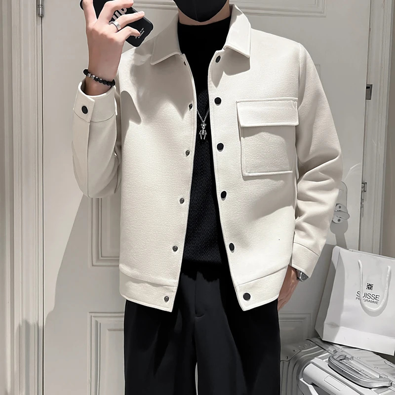 Men's Down Parkas 2023 The Latest Woolen Jackets Coat for Fall Solid Color Lapels Are Fashionable Slim Daily Casual Wear Outerwear 231011