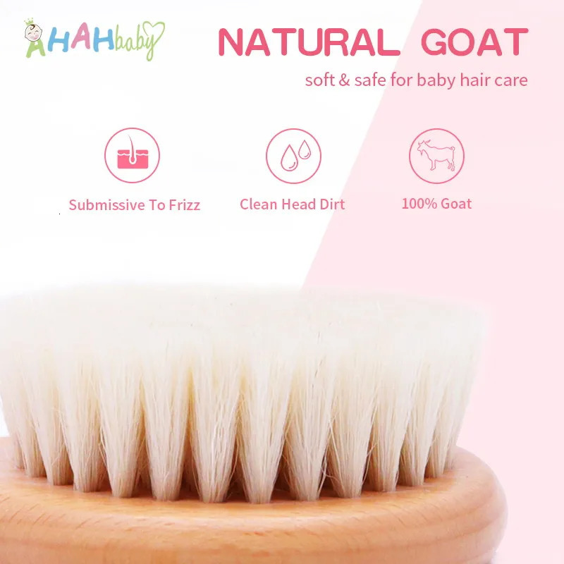 Hair Brushes Baby Hair Bursh Personalized Name Baby Brush Soft Goat Kids Hair Brush for Bathing Wood Comb for born Babies Hair Brushes 231012