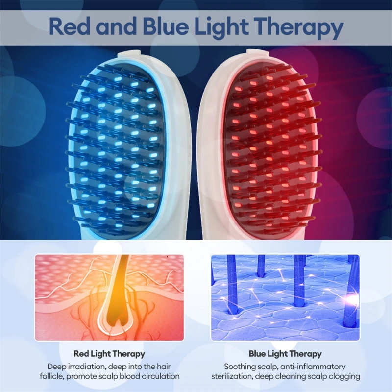 Hair Brushes Head Massager Anti Hair Loss Massage Hair Growth Comb Rechargeable Vibration Hair Smooth Scalp Stress Relief Light Potherapy 231012