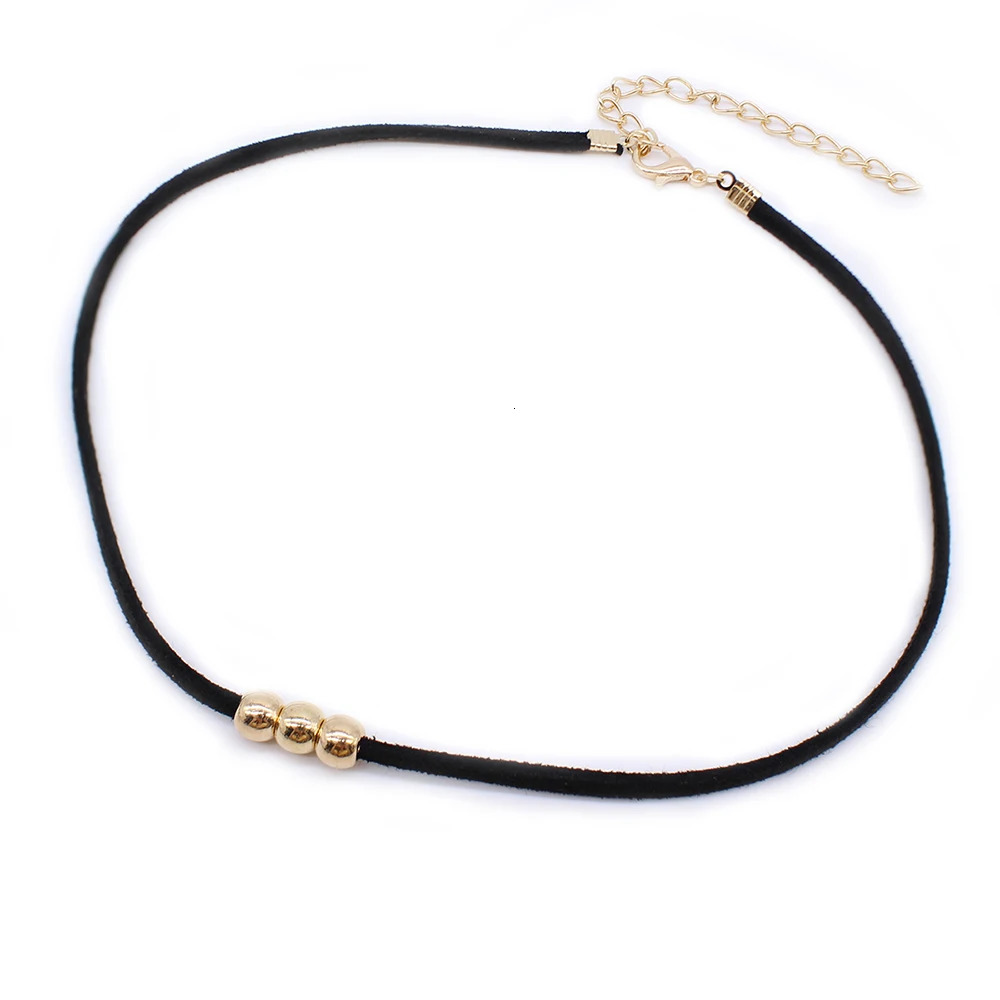 Chokers Gothic Style Black Rope Women s Neck Chain Choker Necklaces Gold Color Beads Goth Jewelry Collar For Girl kpop Chocker 231011