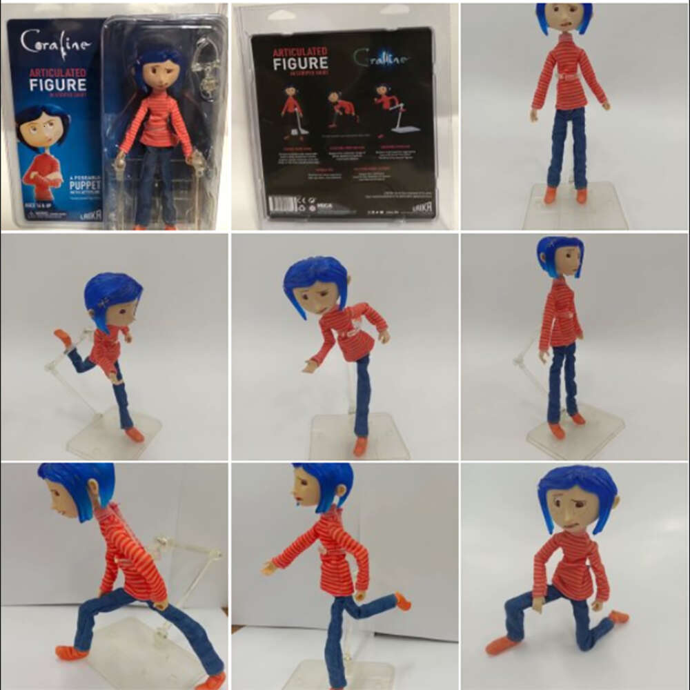Mascot Costumes Neca Figure Coraline Doll the Secret Door Coraline Y La Puerta Secreta Raincoat Striped Shirt Toy Action Figure Model Toys Decor