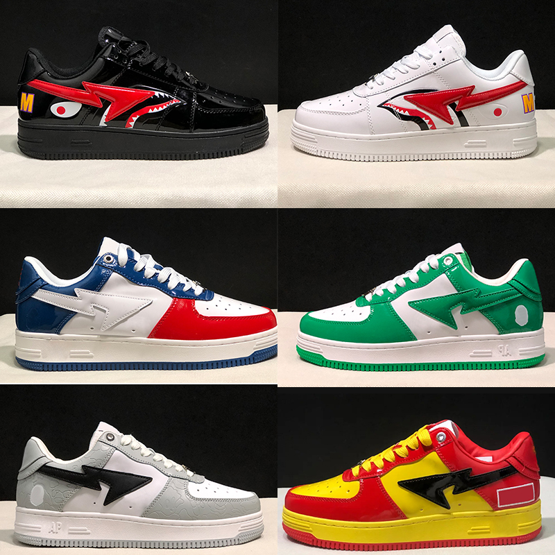 Sta Low Casual Shoes men women sneaker Nigo Designer Bathing Apes platform shoe Grey Black Patent Leather Green White ABC Camo Blue Pink Suede fashion womens sneakers