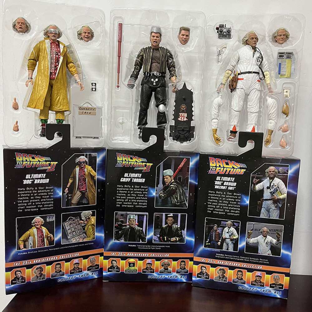 Mascot Costumes Original Neca Figure Back to the Future Part Ii Marty 1985 Griff Mcfly Tannen Doc Brown Hazmat Suit Action Figure Christmas Gift