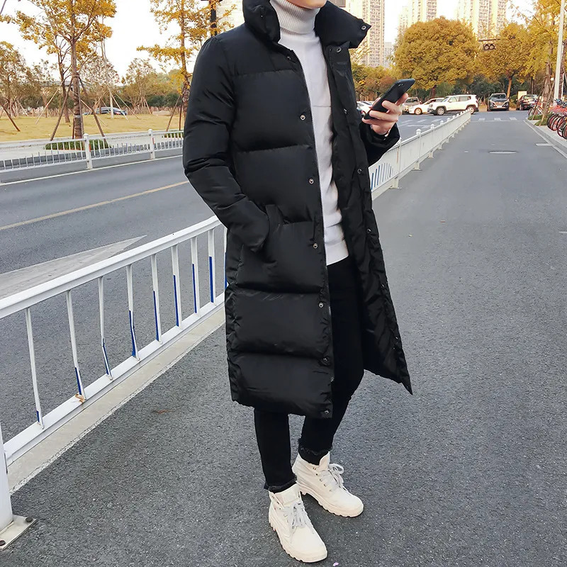 Men's Down Parkas Men Winter Jacket For Coat Solid Color Park Long Warm Male Thick Slim Fit Outerwear 4XL Black 231011