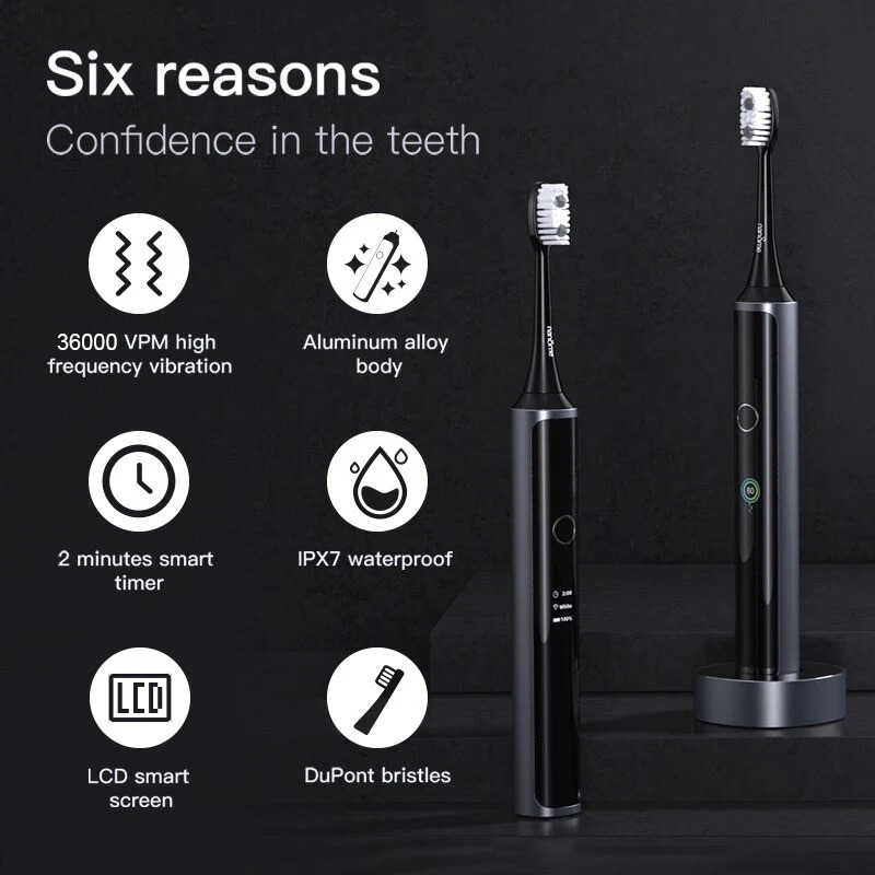 Toothbrush Nandme NX9000 Electric Toothbrush Ultrasonic IPX7 Waterproof Smart LCD display Inductive charging Deep Cleaning Tooth Brush 231012