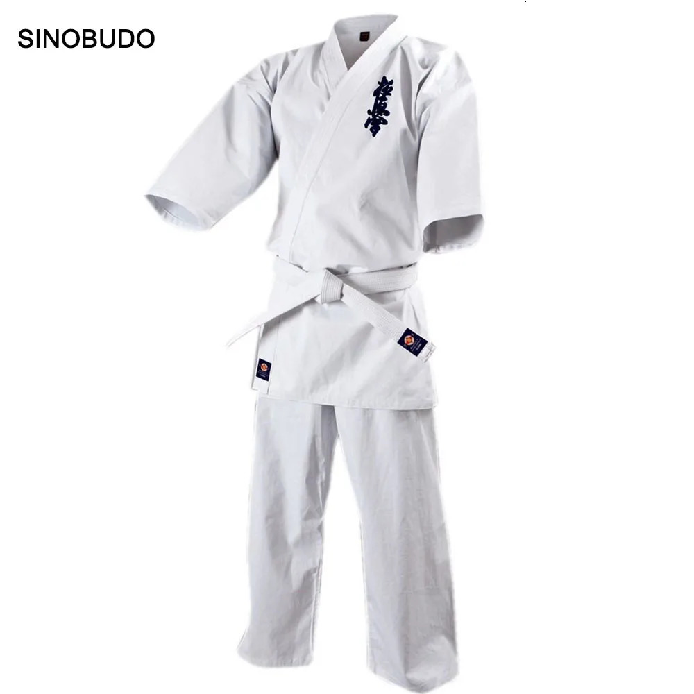 Protective Gear HighQuality Kyokushinkai Dobok 12oz 100% Cotton dogi Canvas Karate Uniform Kimono Gi Cloth Free White Belt For Kids Adult 231011