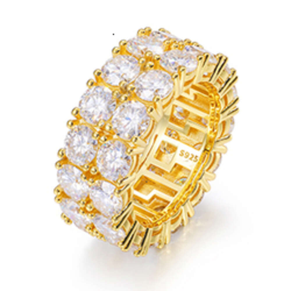 Fashion Shiny 2 Rows Moissanite Ring For Men Pass Dia Tester Sterg Sier Jewelry Rings