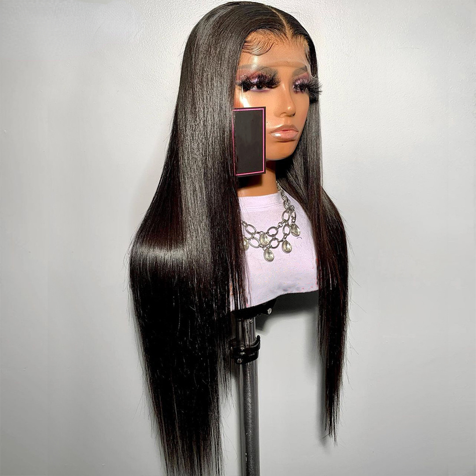 Brazilian Hair Dark Purple Lace Front Wig with Baby Hair Closure Straight 360 Full Lace Wig for Woman Glueless Synthetic Wig