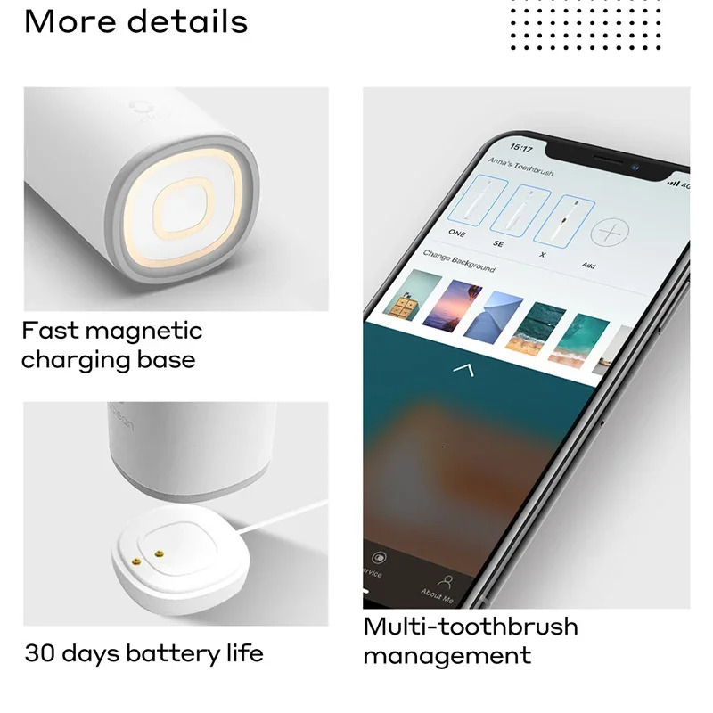 Toothbrush Oclean Z1 Smart Sonic Toothbrush APP Supported IPX7 Teeth Whitener Brush Rechargeable Automatic Teethbrushes 231012