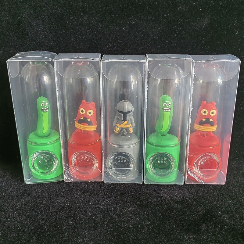 Grenade style Silicone Spoon Hand Pipe With Glass Tube&Glass Bowl Cartoon Smoking Accessories Environmentally Water pipe Bong