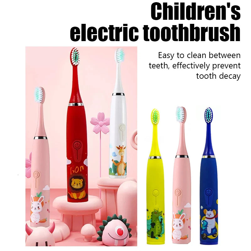 Toothbrush Children Sonic Electric Toothbrush Cartoon Kids With Replace The Toothbrush Head Ultrasonic Electric Toothbrush Sonic Brush Head 231012