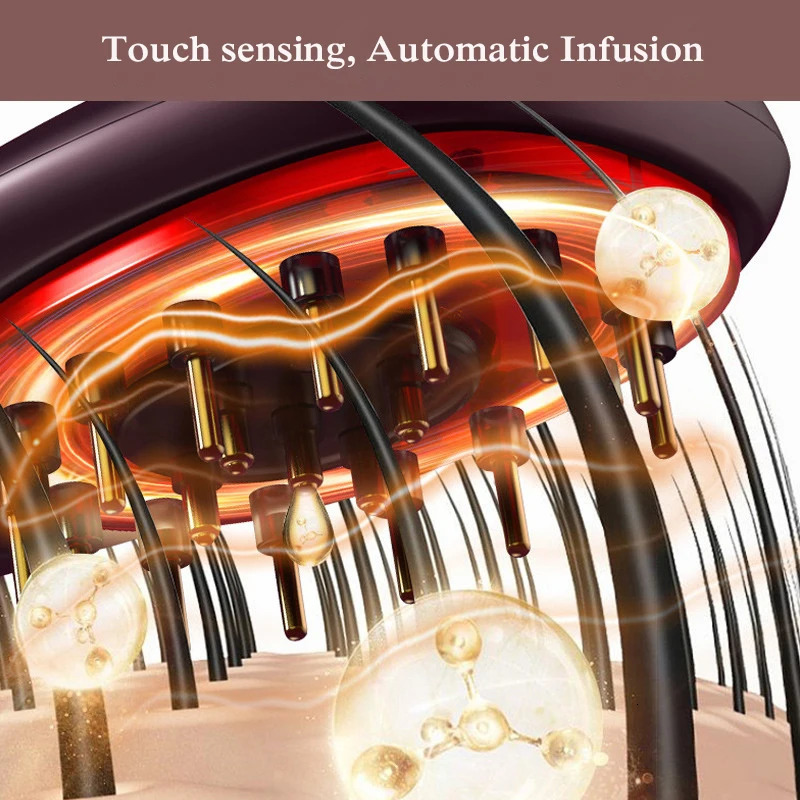 Hair Brushes EMS Electric Massage Comb LED Light Pon Therapy Vibration Scalp Head Massager Anti Hair-loss Nourishing Hair Regrowth Device 231012