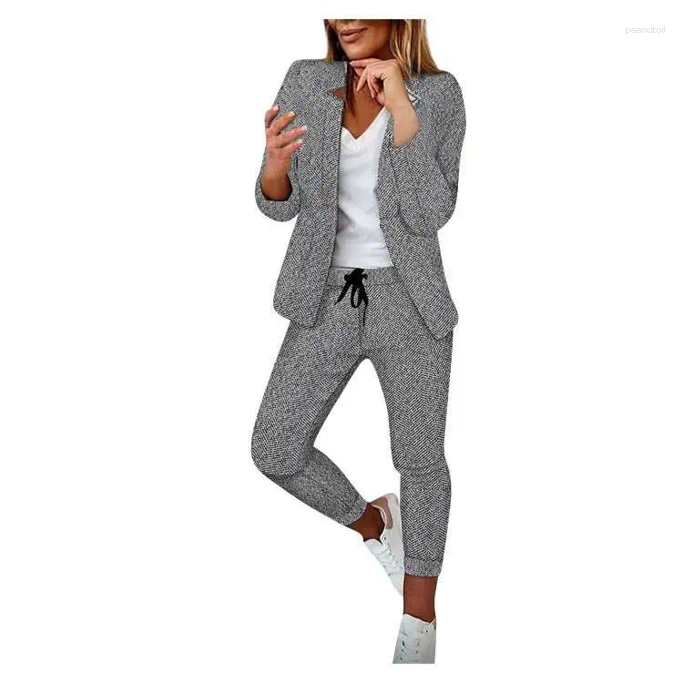 Womens Two Piece Pants Spring Fashion Ladies Pant Suit Formal Women Office Casual Work Wear Blazer And Trouser Temperament Set