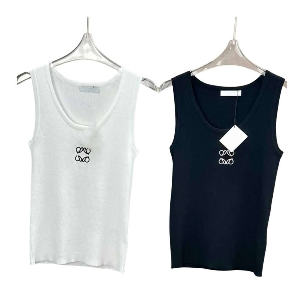 Loewee Designer T-shirt Original Quality New Embroidery Knitted Versatile Sleeveless Tank Top Underlay Single Wear Slim Fit Versatile Elastic Und