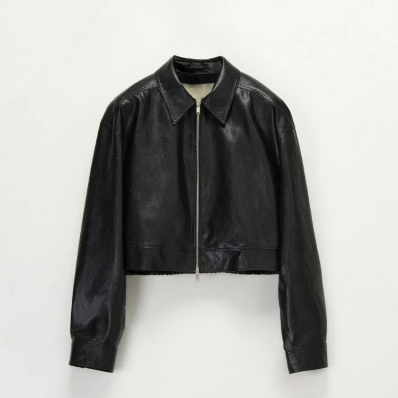 Women's Jackets Facde Paern Jacket Women Short Top Early Fall Sense Lapel Zipper Retro Casual Harajuku Clothes 231011