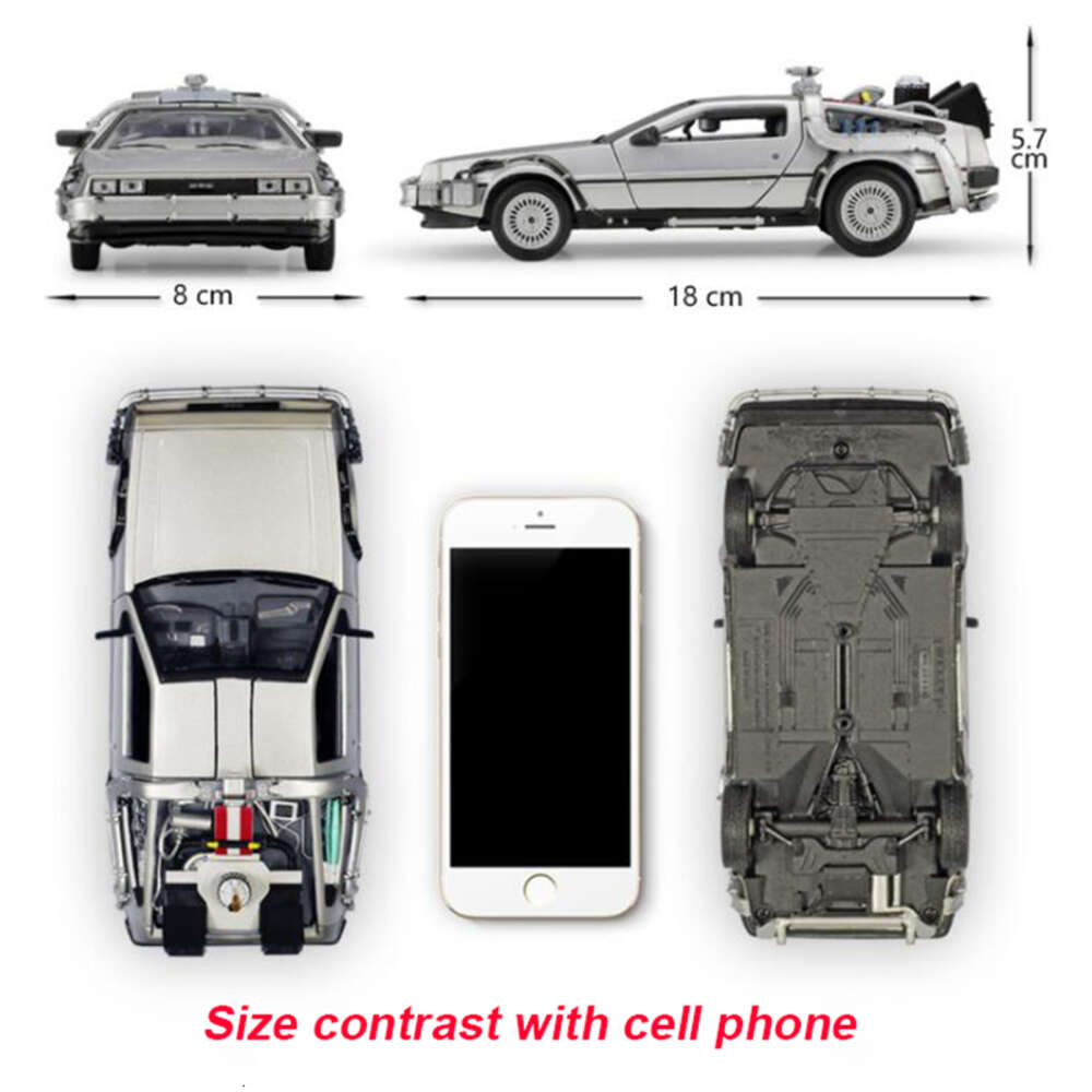 Mascot Costumes Back to the Future 1/24 Metal Alloy Car Diecast Marty Mcfly Part 1 2 3 Time Hine Delorean Dmc-12 Model Toy Bookshelf Ornament