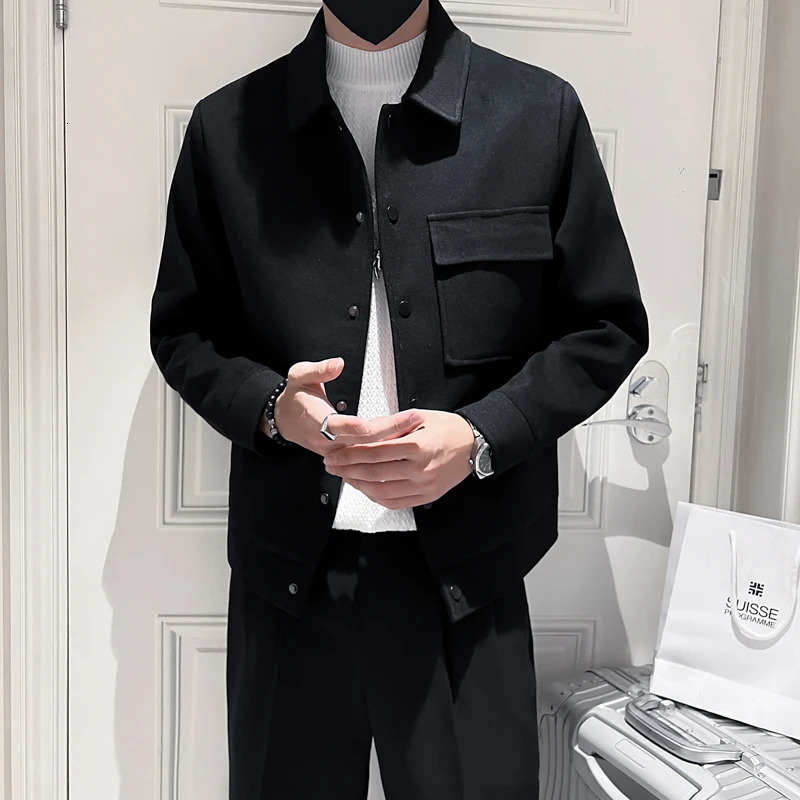 Men's Down Parkas 2023 The Latest Woolen Jackets Coat for Fall Solid Color Lapels Are Fashionable Slim Daily Casual Wear Outerwear 231011