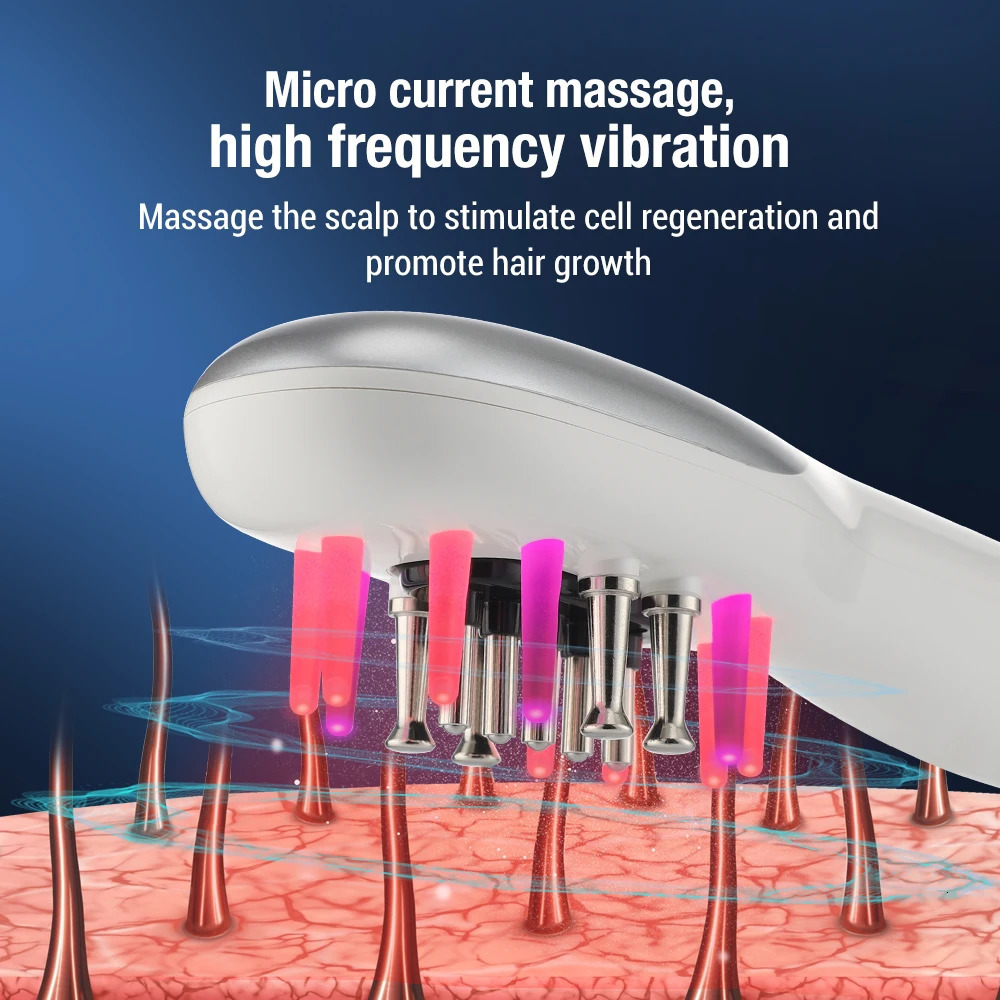 Hair Brushes Electric Head Massage Comb Anti Hair Loss Infrared Hair Growth Comb Scalp Massager Red Blue Light Treatment Head Scalp Massage 231012