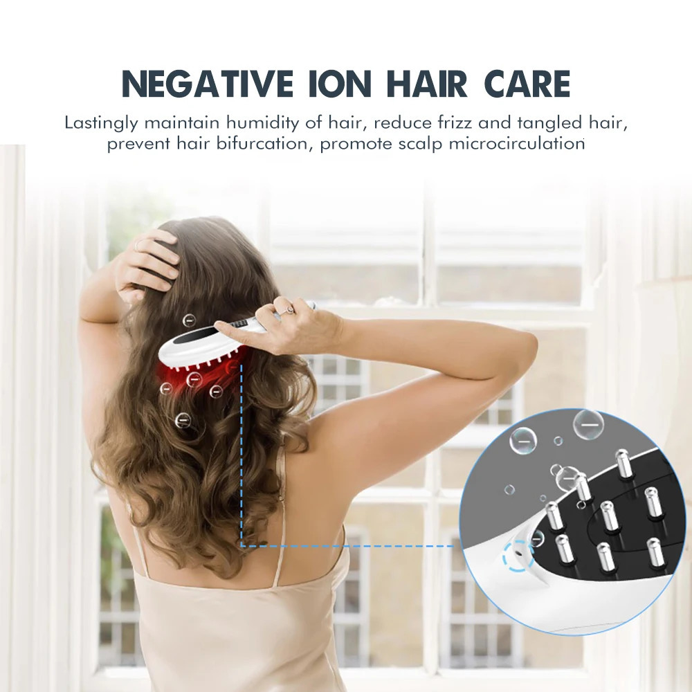 Hair Brushes EMS Electric Massage Comb Vibration LED Red Light Therapy Hair Massage Scalp Brush for Hair Growth Anti Hair Loss Hair Care 231012