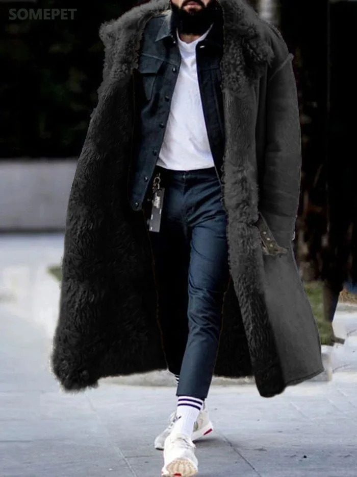 Men's Wool Blends Winter Product Extended Thicken Coat Lapel Frosted Fleece Long Sleeve Warm Cotton Four Colors 231011