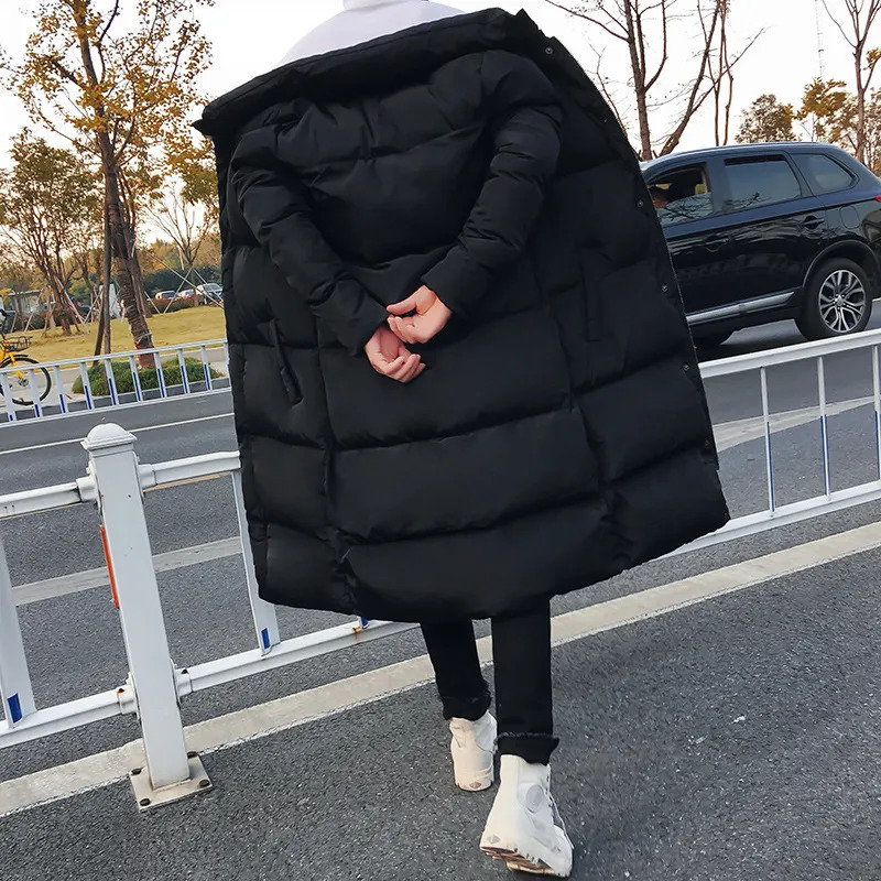 Men's Down Parkas Men Winter Jacket For Coat Solid Color Park Long Warm Male Thick Slim Fit Outerwear 4XL Black 231011