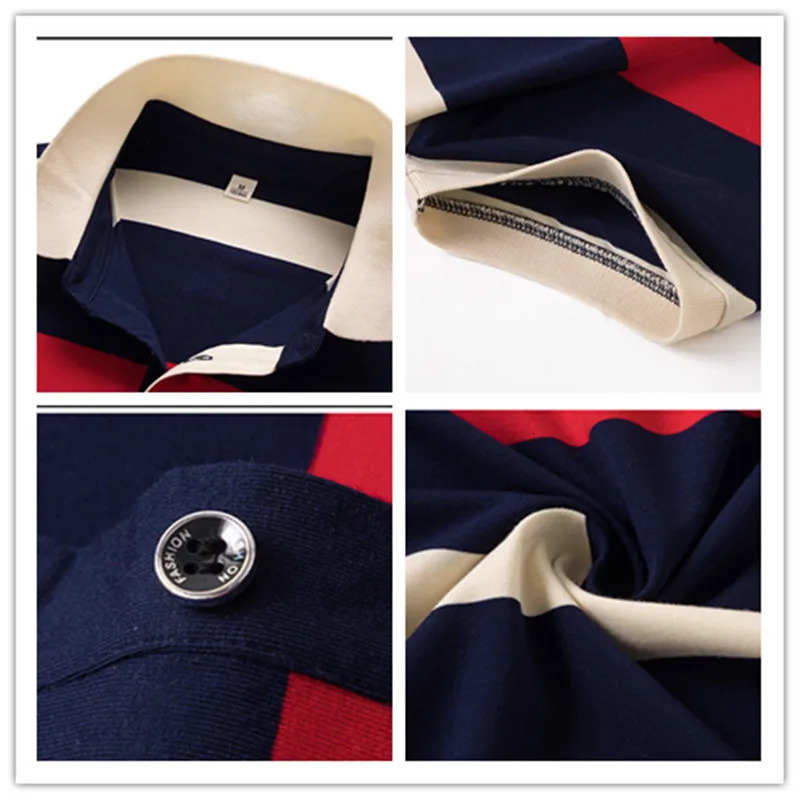 Men's Polos Summer Short Sleeve Polo Shirts Men TShirt 2023 Cotton Striped Embroidered Business Casual Men''s Clothing Male Tees 231011