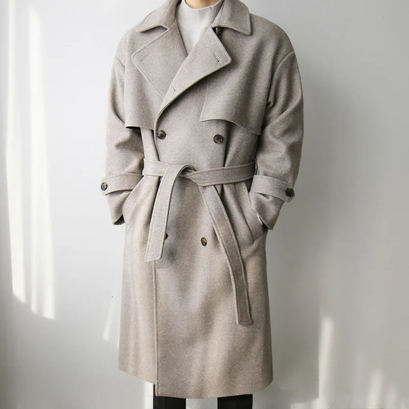 Men's Wool Blends Autumn Winter Coat Men Thickened Long Style Woolen High Sense Loose Trench Warm 231011