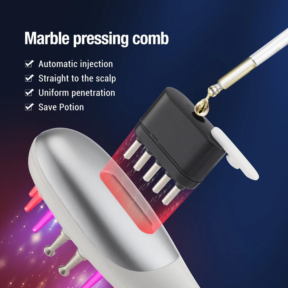 Hair Brushes Electric Head Massage Comb Anti Hair Loss Infrared Hair Growth Comb Scalp Massager Red Blue Light Treatment Head Scalp Massage 231012