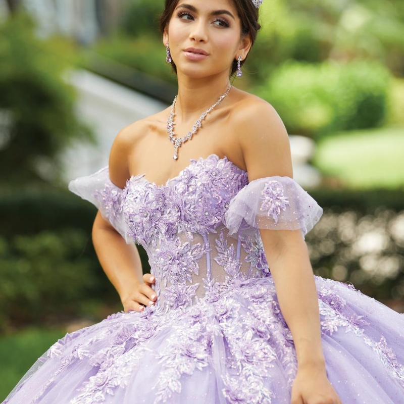 Lilac Sweetheart Quinceanera Dresses Off the Shoulder Applique Lace Beads Mexican XV Girls Pageant Gowns vestidos de 15 anos